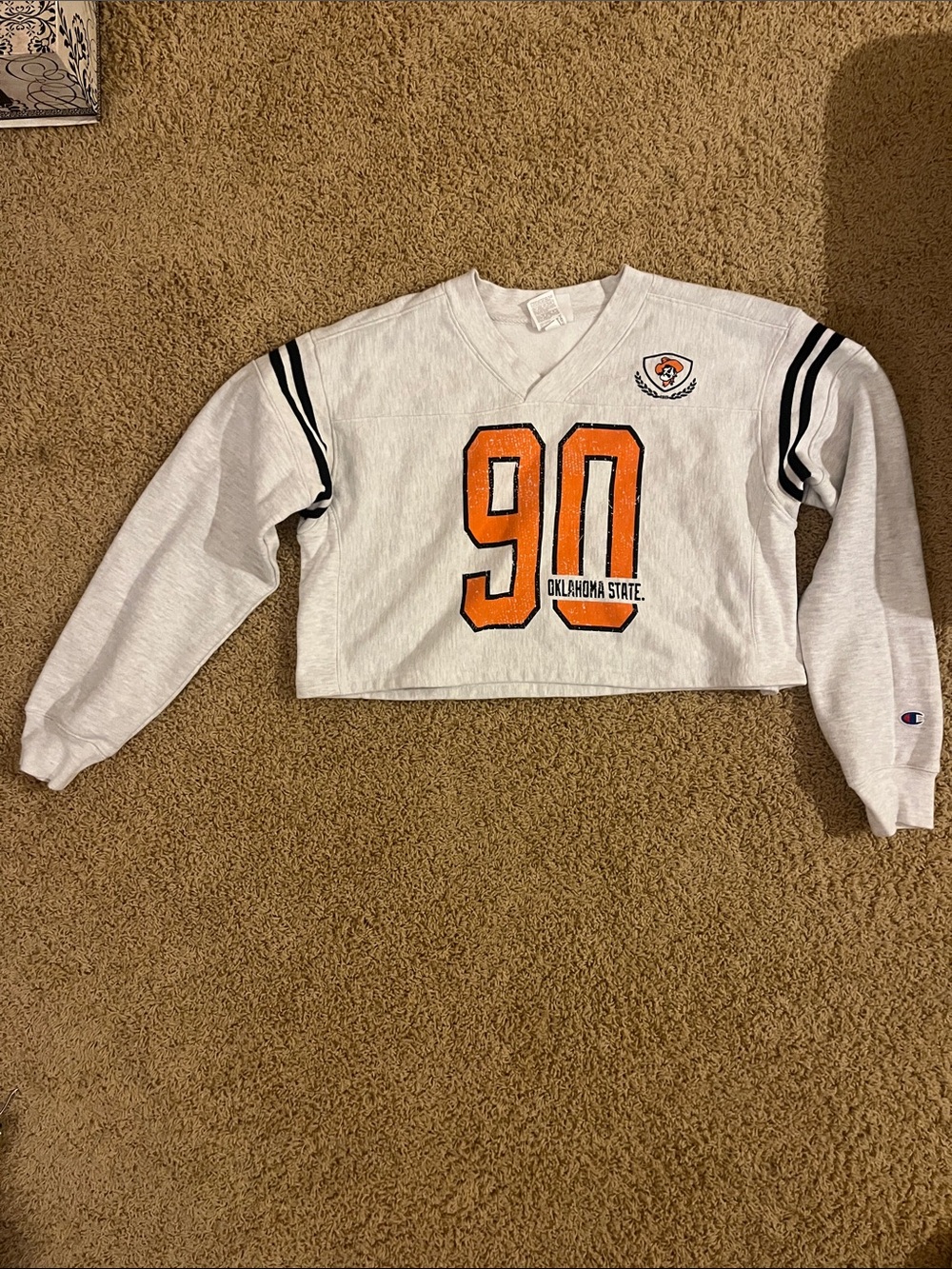 Oklahoma State Cropped Jersey Sweatshirt